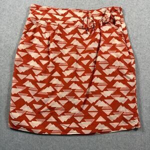 Tulle Silk Blend A-Line Short Skirt Large Orange White Geometric Triangle Print